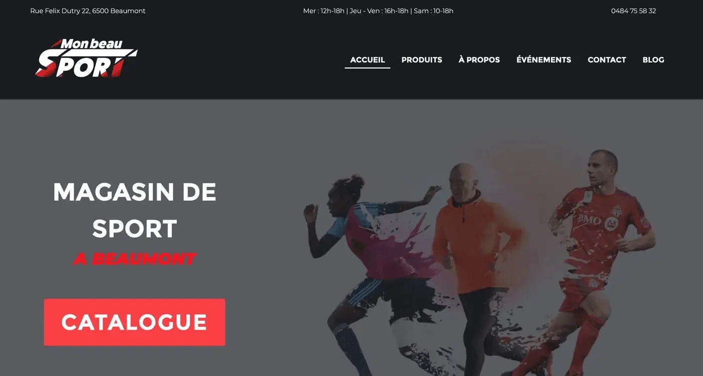 Page d'accueil du site Mon Beau Sport