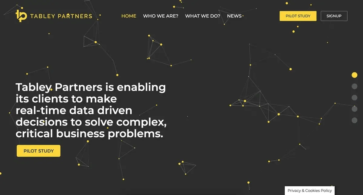 Page d'accueil du site Tabley Partners